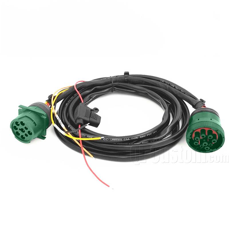 For Truck J1939 9pin Male connector to J1939 9in Female with Overmolding 3A Fuse holder inline