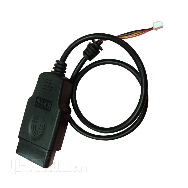 Installable OBD II male cable with molded Strain relief to Molex connector