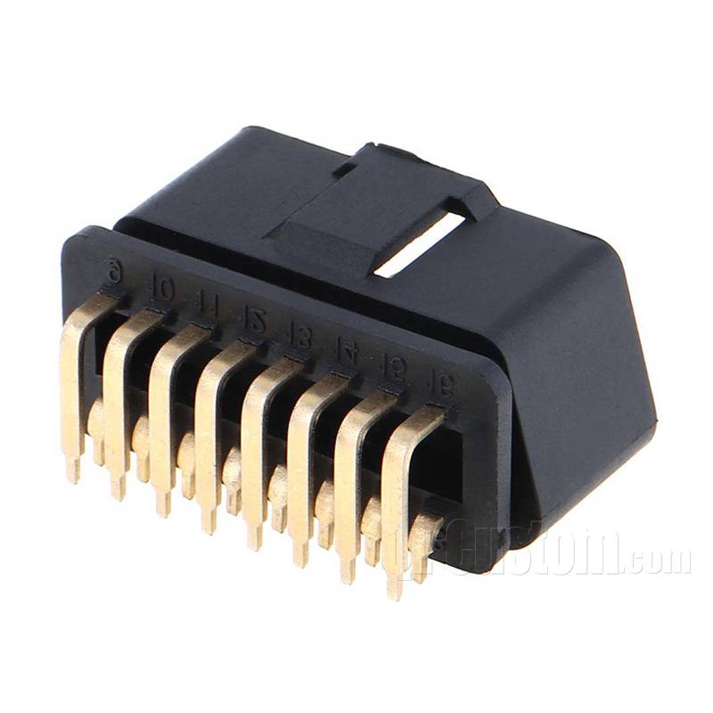 OBD II connector right angel golden pins