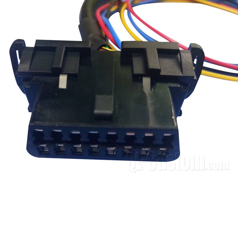 Overmolded OBD II with wire harness to OBDII female