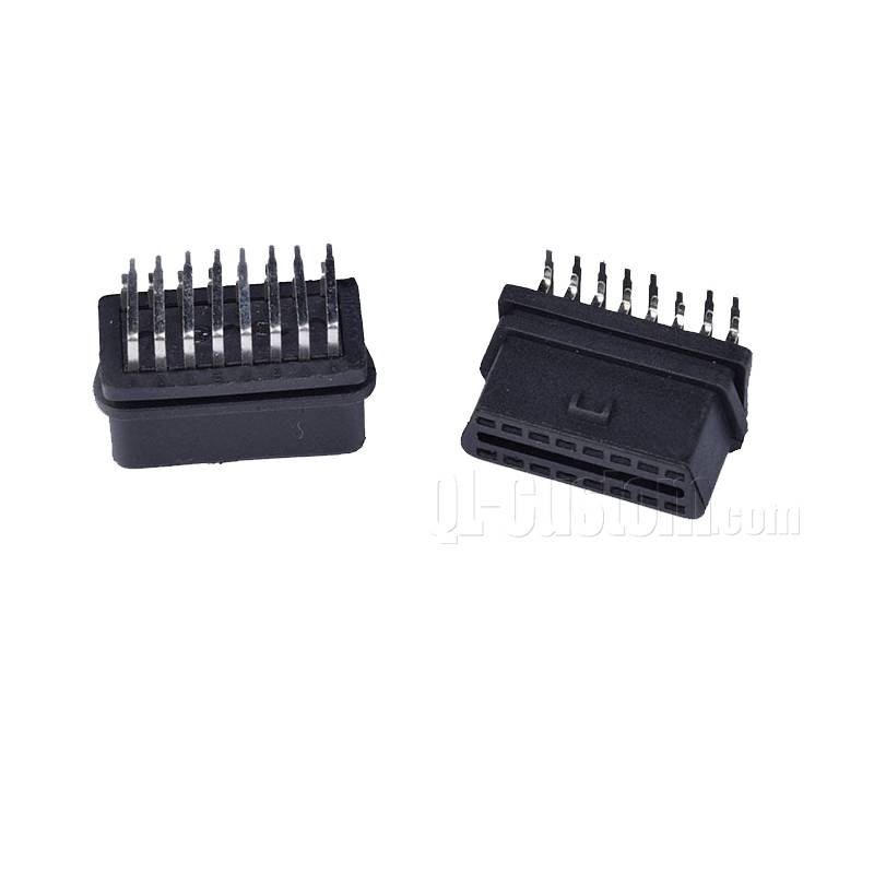 OEM ODM OBDII connectors with right angel pins