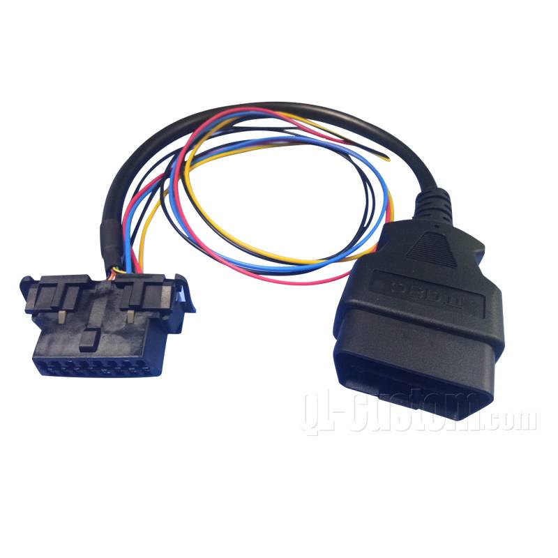 Overmolded OBD II with wire harness to OBDII female