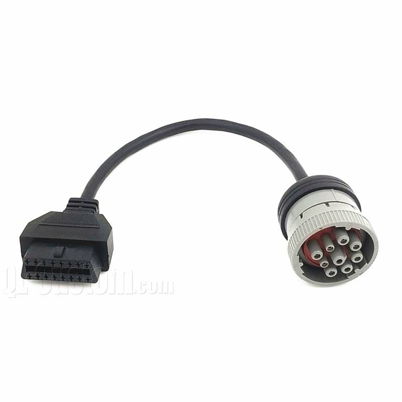 Truck cable OBDII 16P J1962 Female to Deutsch J1939 9P Male