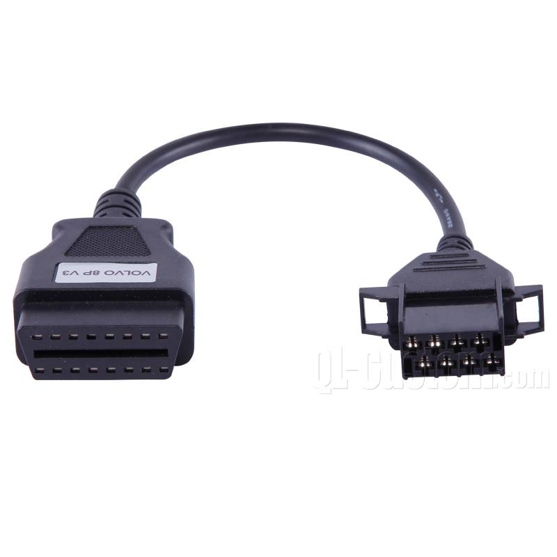 Volvo Interface 8P Male Connector to OBDII 16P J1962 Female cable