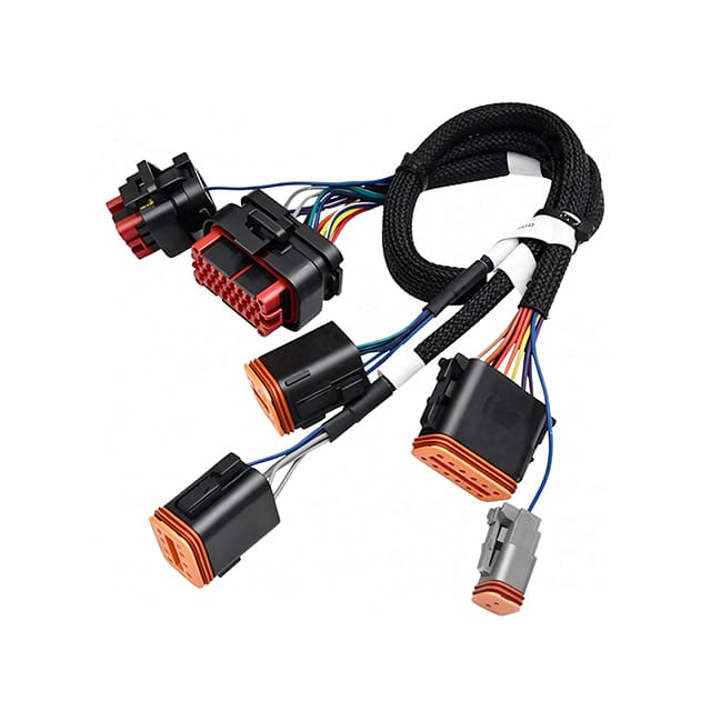 Custom harness with mixed Deutsch and multi-pin connectors
