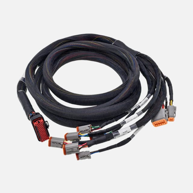 Black Deutsch wire harness with multiple DT connector branches