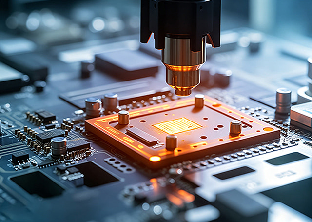 Precision tool working on a circuit board