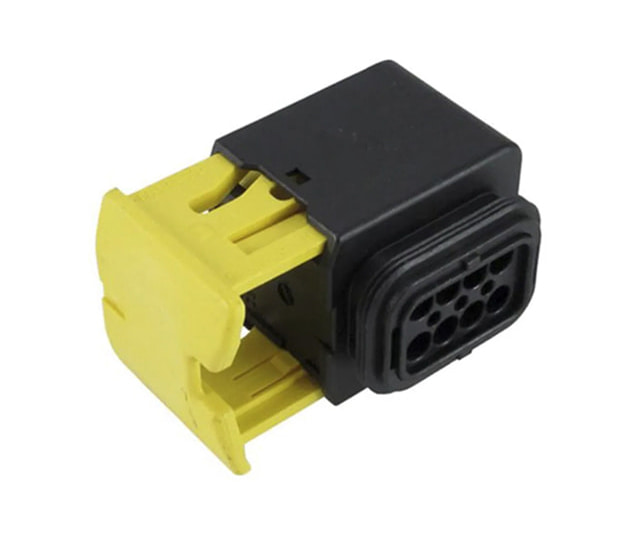 TE 1-1418479-1 connector, plug housing with yellow lock, black