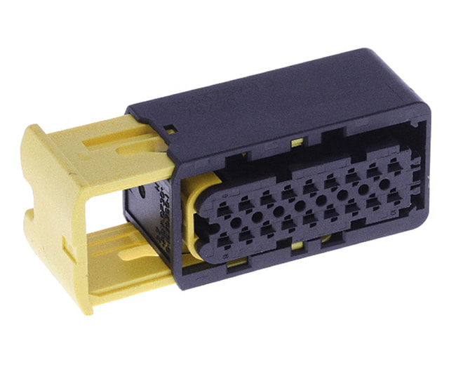 TE 1-1563759-1 connector, multi-pin plug housing, yellow lever