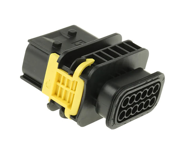 TE 1-1564414-1 connector, multi-pin plug housing, yellow lock