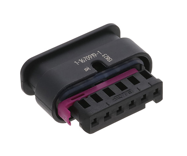 TE 1-1670919-1 connector, inline plug housing, pink seal