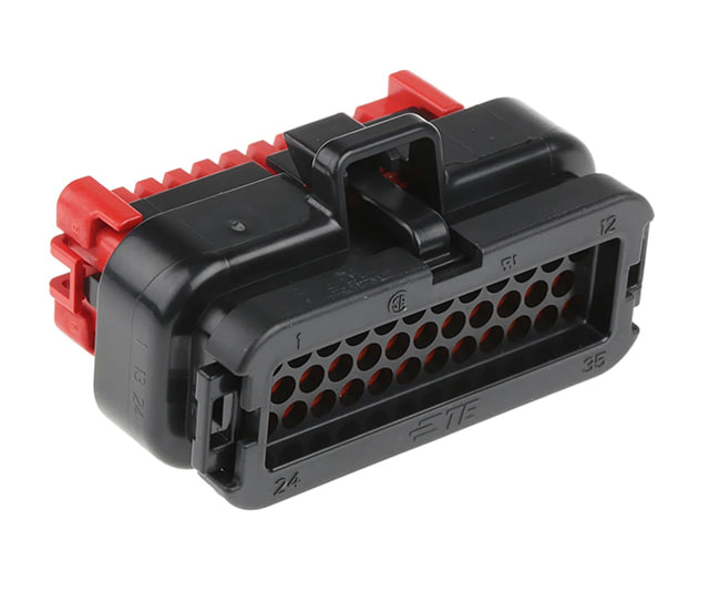 TE 776164-1 connector, multi-pin sealed plug, red lock