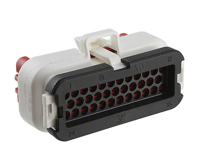 TE 776164-2 connector, multi-pin sealed plug, gray
