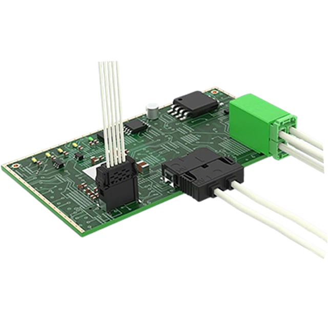TE wire-to-board connectors on a circuit board